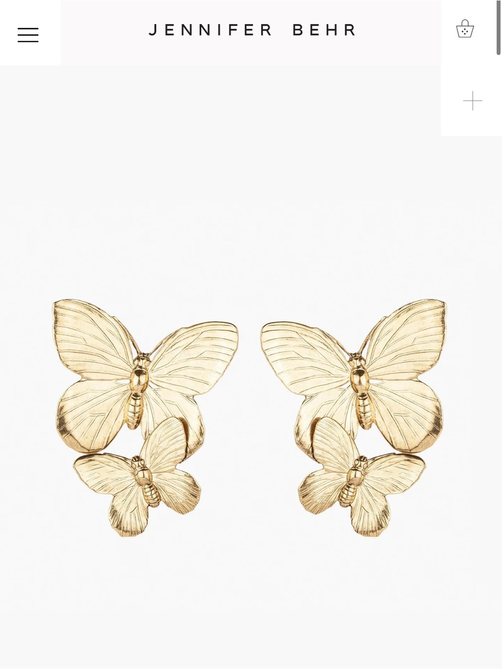 Jennifer Behr Gold Double Papillon Butterfly Earrings - Picture 2 of 7